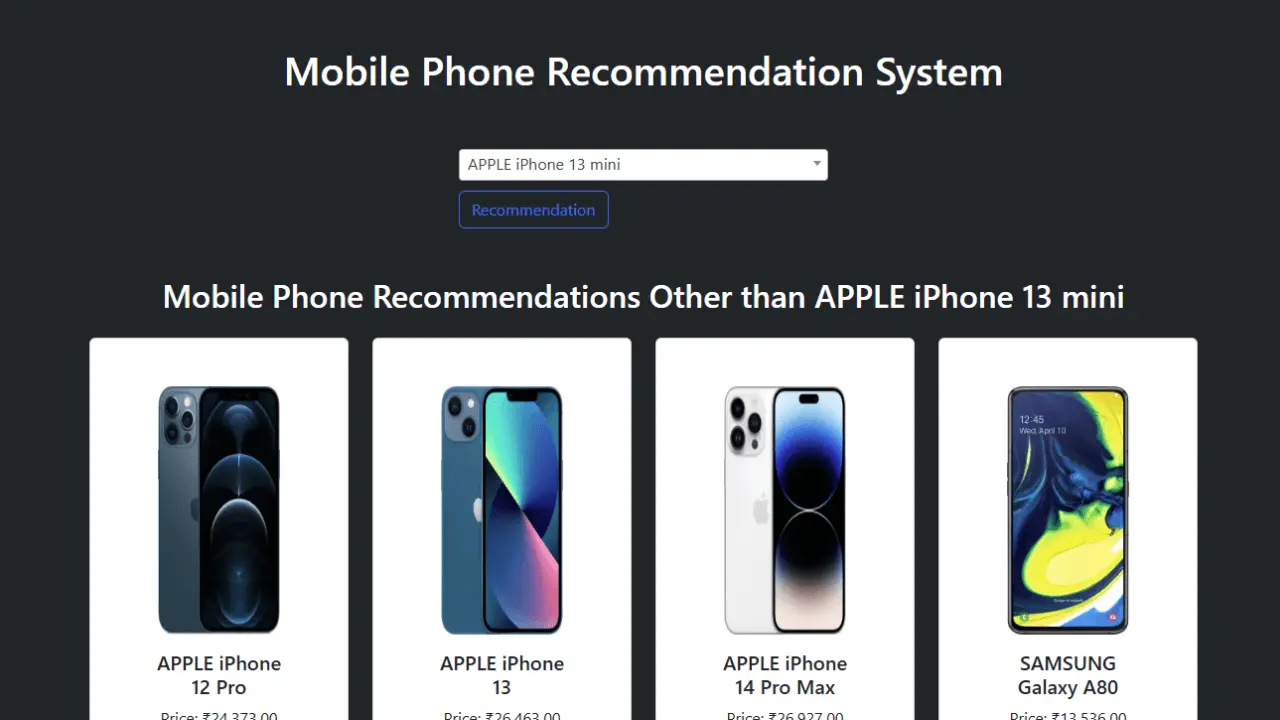 Mobile Phone Recommendation System project